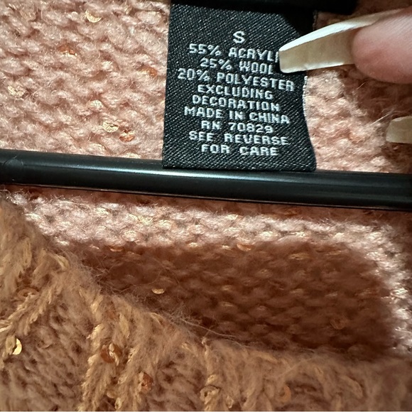 RUE 21 BRAND NEW SPARKLY TAN/CORAL SWEATER SIZE SMALL! NWOT!! #134 - Picture 4 of 4